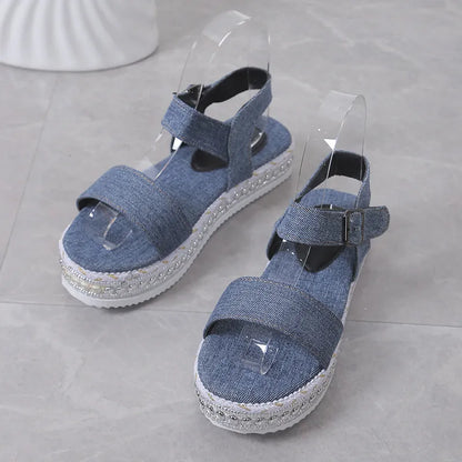 Fashionable and comfortable thick-soled shiny women's sandals